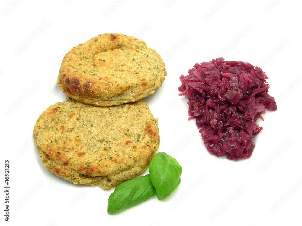 Kartoffelfladen mit Basilikum und Rotkohl Kartoffelfladen mit Basilikum und Rotkohl