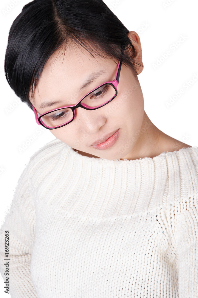 Fototapeta premium thoughtful asian woman