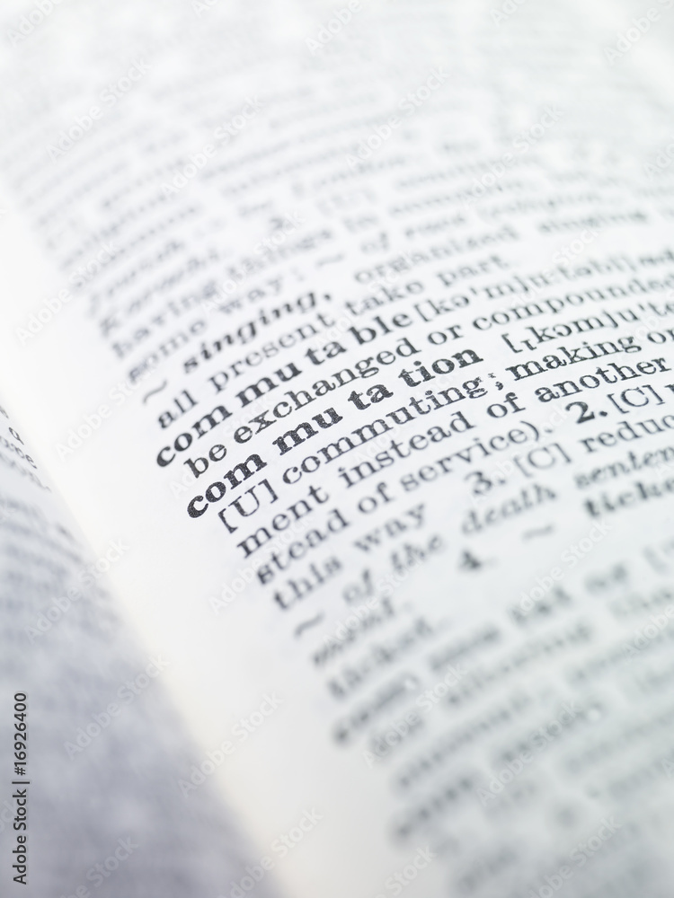 the word 'commutation' highlighted in a dictionary the word 'commutation' highlighted in a dictionary