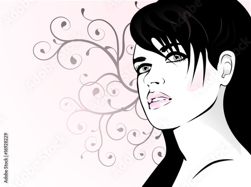 fashionable  woman With floral element