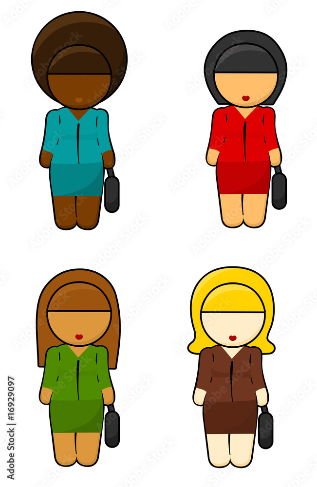 Naklejka premium Illustration of Ethnic Girls in bussines wear