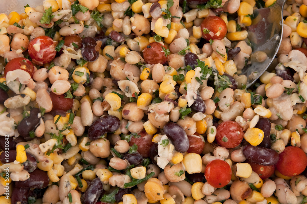 pulse salad with spoon for serving