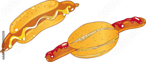 Hot dog, Würstchen mit Brötchen, Semmel