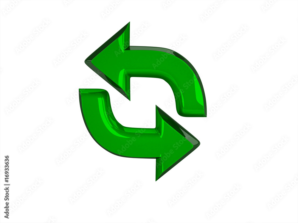 3d refresh green glossy icon on white background 3d refresh green glossy icon on white background