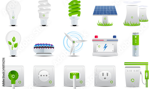 Energy and electricity icons set