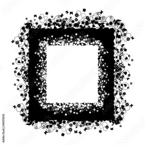 Floral frame silhouette, place for your picture or text