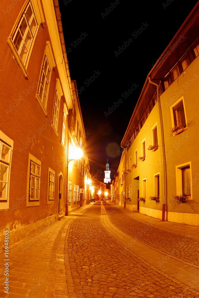 Old town at night, Sopron, Hungary