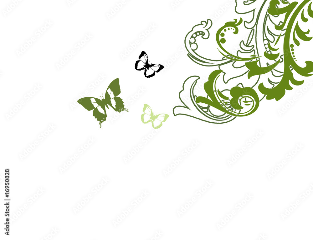 Nature scene with flower and butterfly Nature scene with flower and butterfly