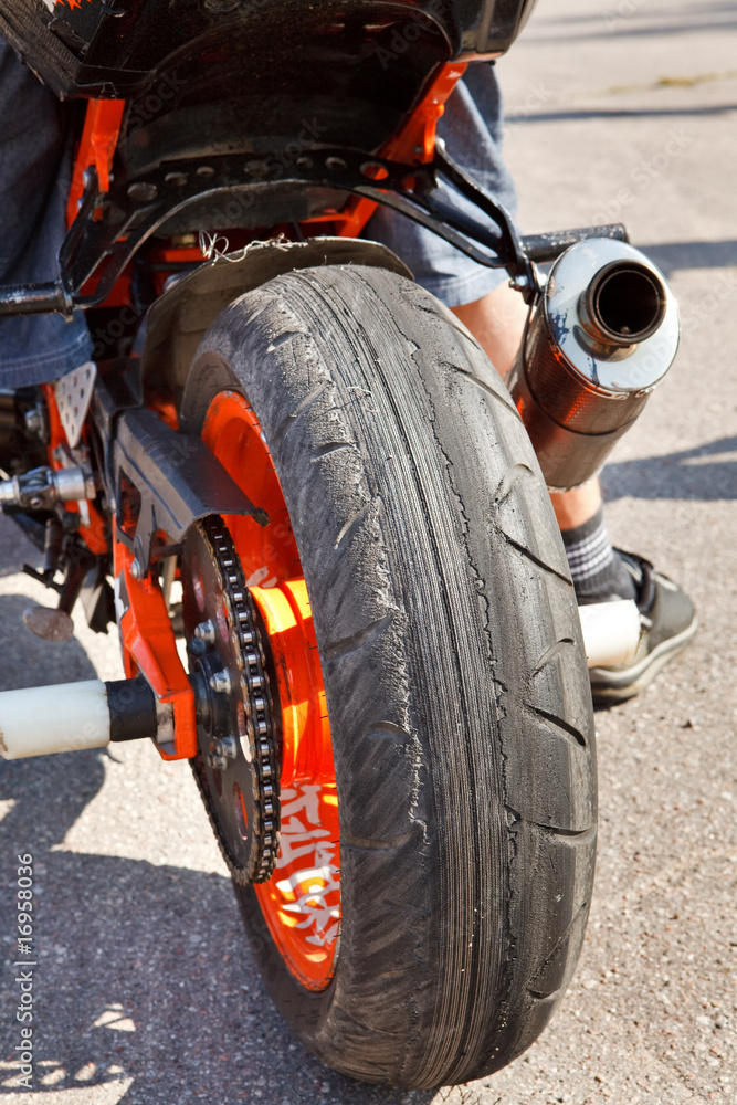 Fototapeta premium Wourn out bike tire
