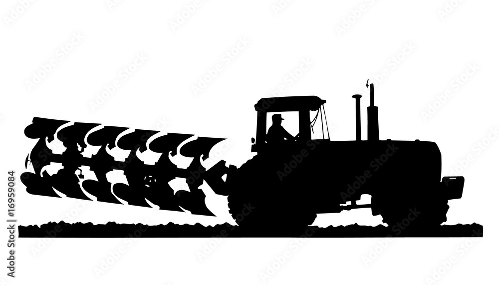 tractor & plow silhouette Stock Vector Adobe Stock
