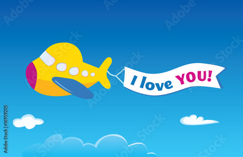 Yellow airplane. Vector airplane.