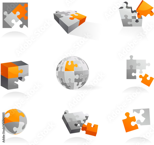 Set of vector puzzle icons and logos  - 1