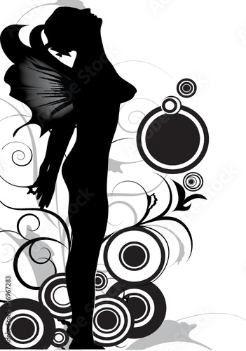 beautiful woman with wings on decorative background