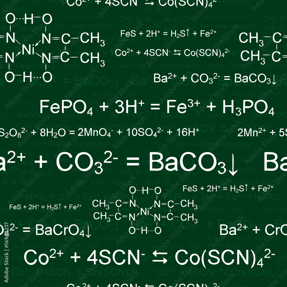 Seamlessly wallpaper chemistry scribbles on green blackboard