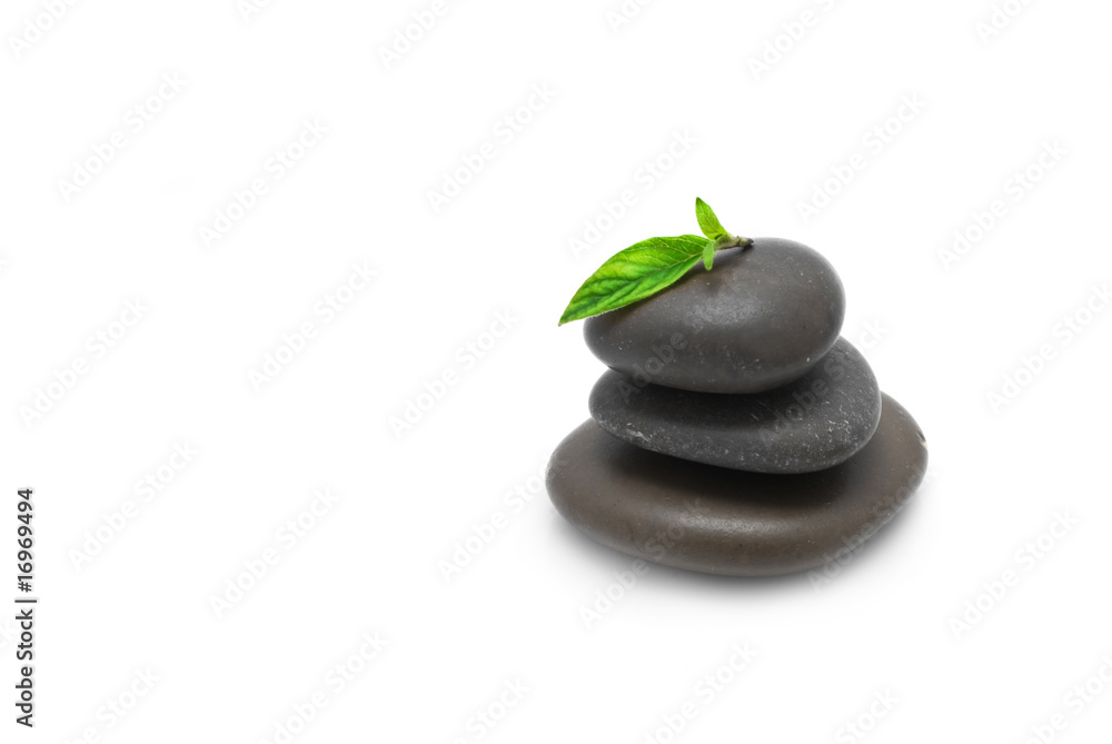 zen stones with leaves isolated. spa background zen stones with leaves isolated. spa background