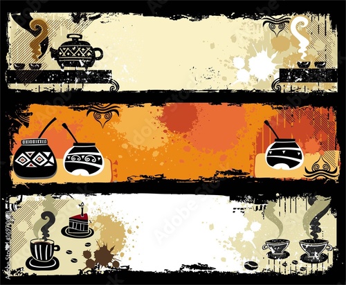 Tea, coffee, yerba mate banners