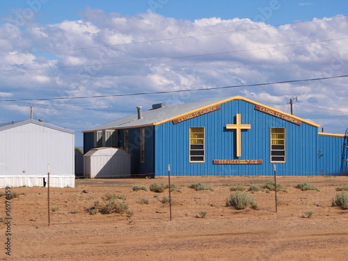 blue chapel in a navajo village © Cardaf