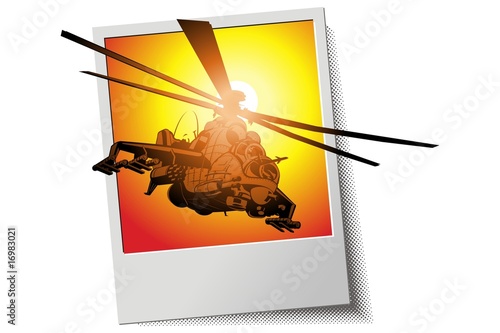 Vector photo frame with helicopter
