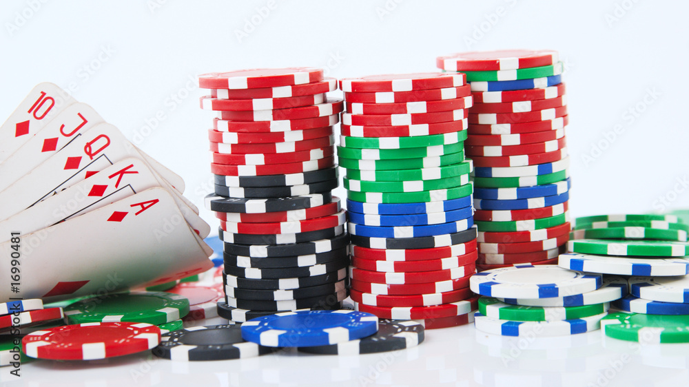 Fototapeta premium Royal flush and big stake isolated on white