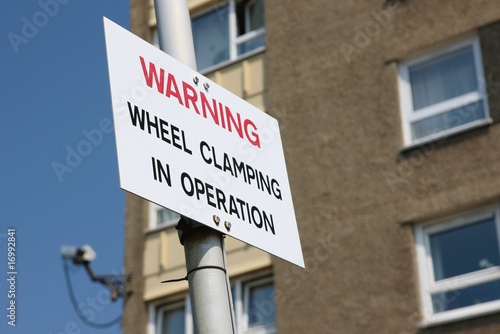 Wheel Clamping Warning Sign