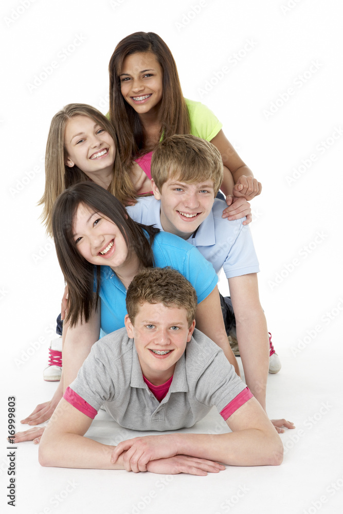 Group of Teenage Friends in Studio Group of Teenage Friends in Studio