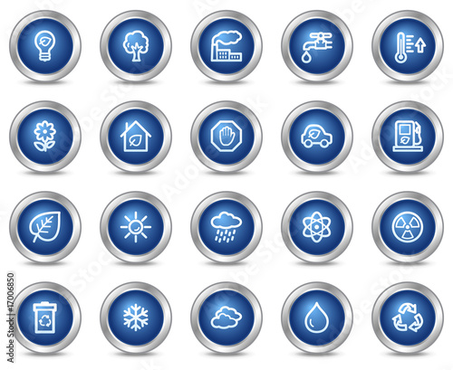 Ecology web icons, blue circle buttons series