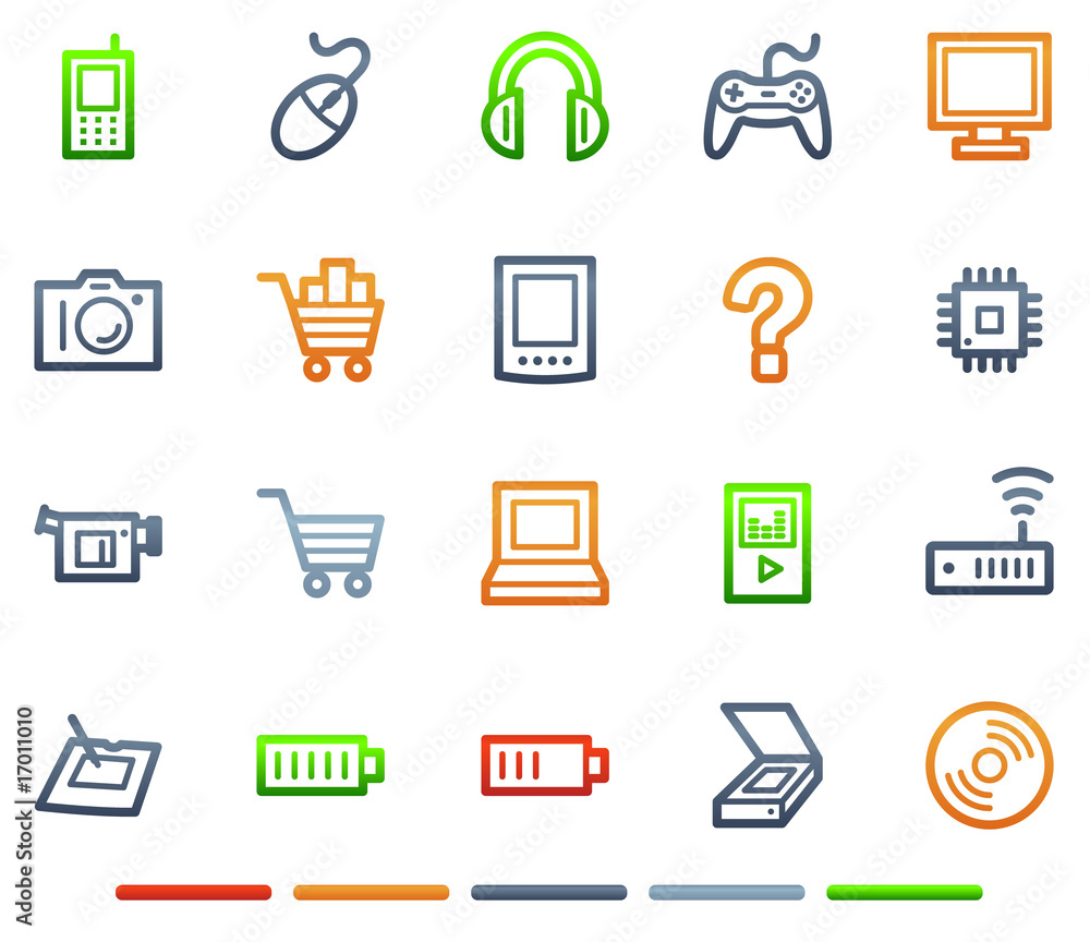 Electronics web icons, colour symbols series Electronics web icons, colour symbols series