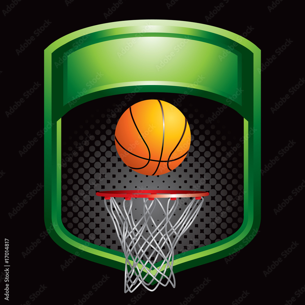 Basketball and hoop in green display