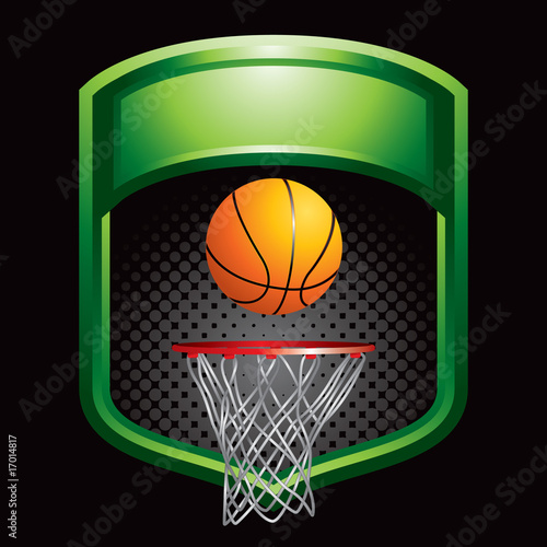 Basketball and hoop in green display