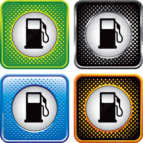 Gas pump on multicolored halftone web buttons