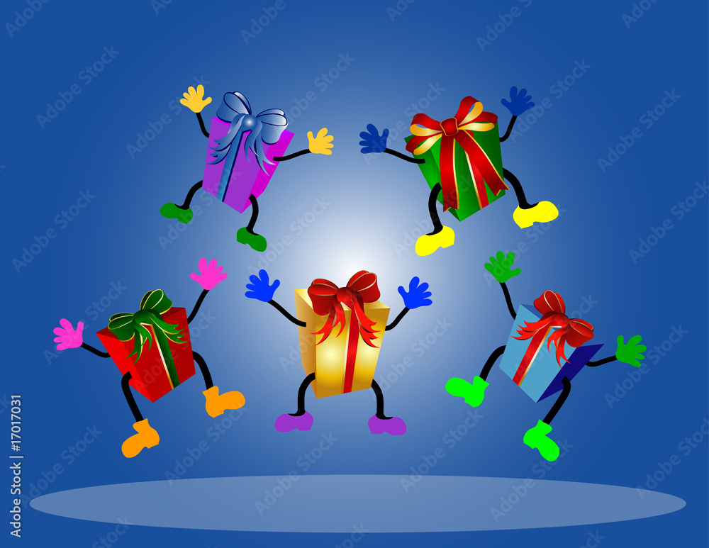 Fototapeta premium lustige, springende geschenke