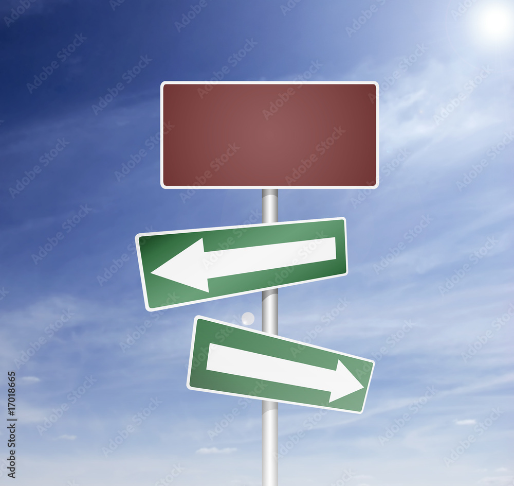 blank board for text with direction choise