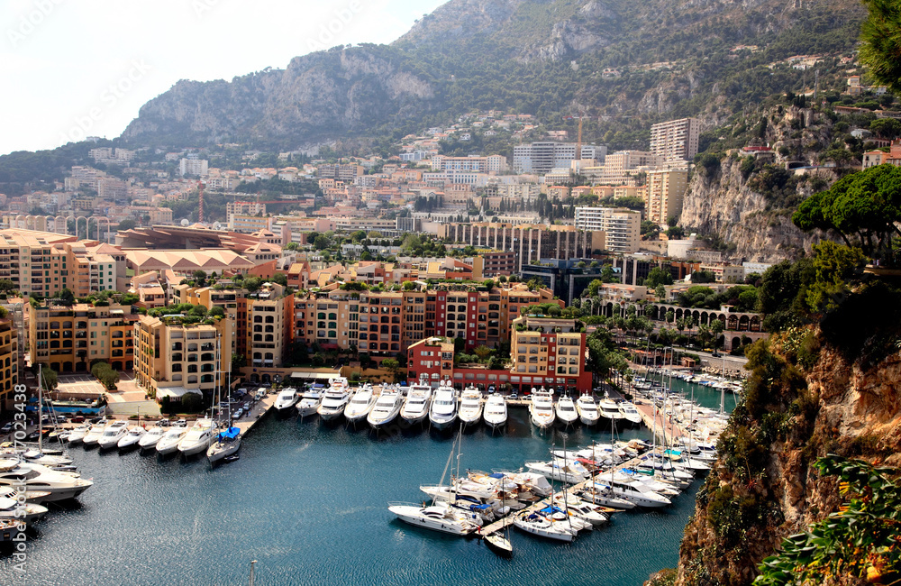 aerial view of the high-rise apartments and marina in Monaco