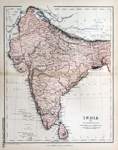 Old map of India, 1870