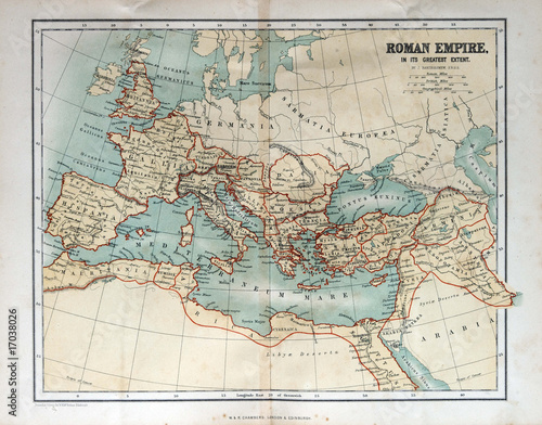 Old map of the Roman Empire, 1870