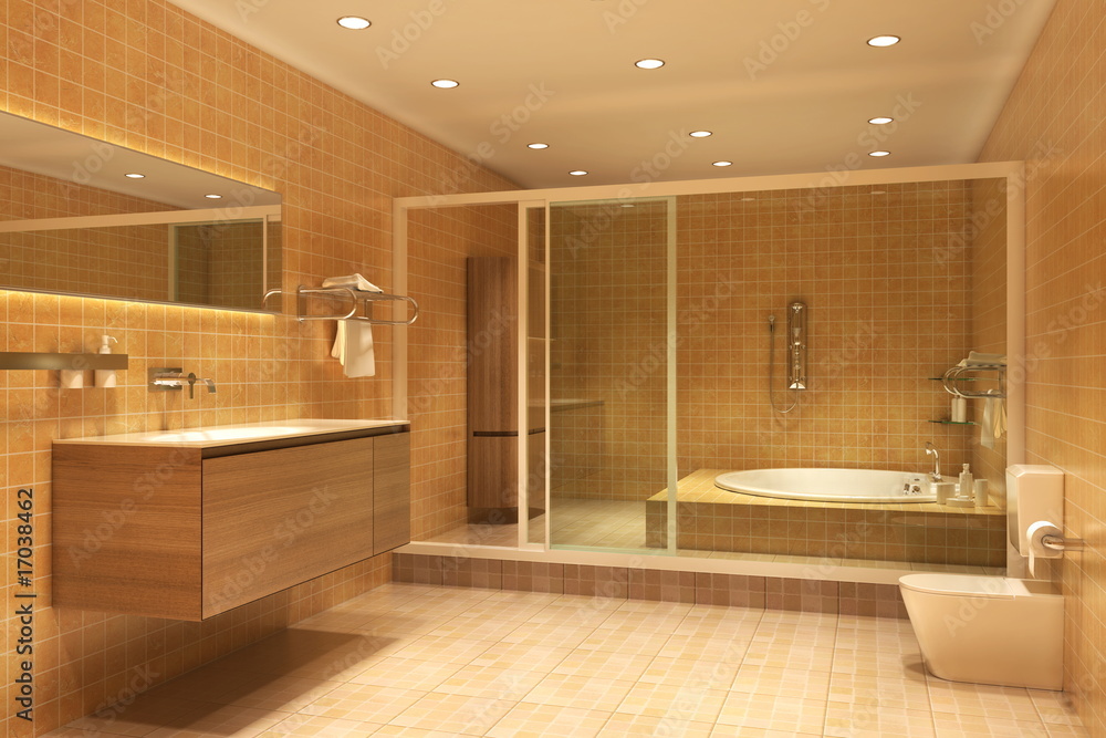 3d rendering interior of a bathroom