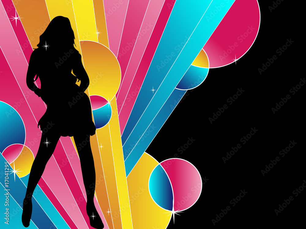 Sexy girl silhouette with stripes background Stock Vector | Adobe Stock
