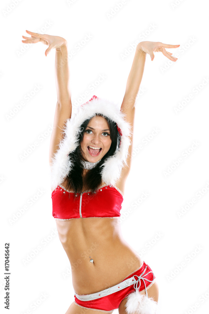 sexy girl wearing like santa claus isolated on white background sexy girl wearing like santa claus isolated on white background