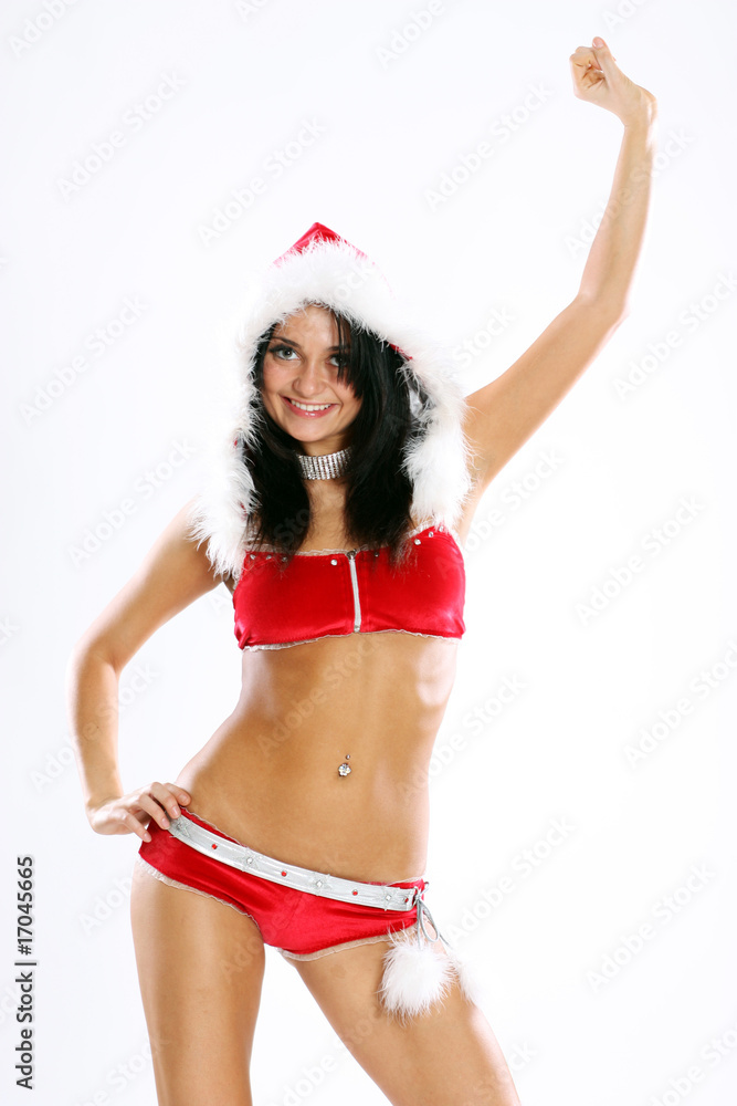 sexy girl wearing like santa claus isolated on white background sexy girl wearing like santa claus isolated on white background