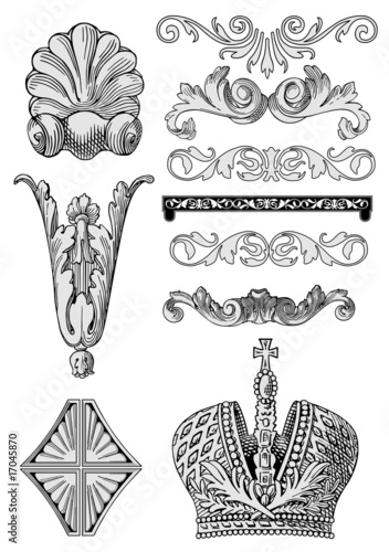 Crown and design elements vector