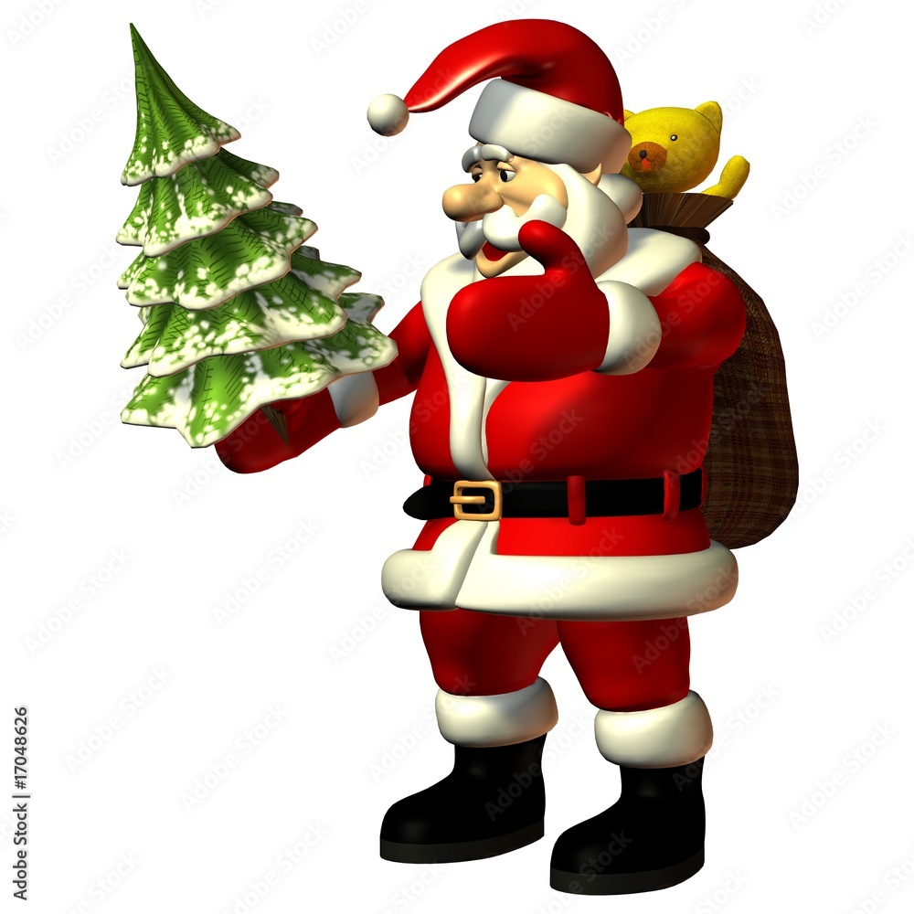 Fototapeta premium Weihnachtsmann mit Tannenbaum
