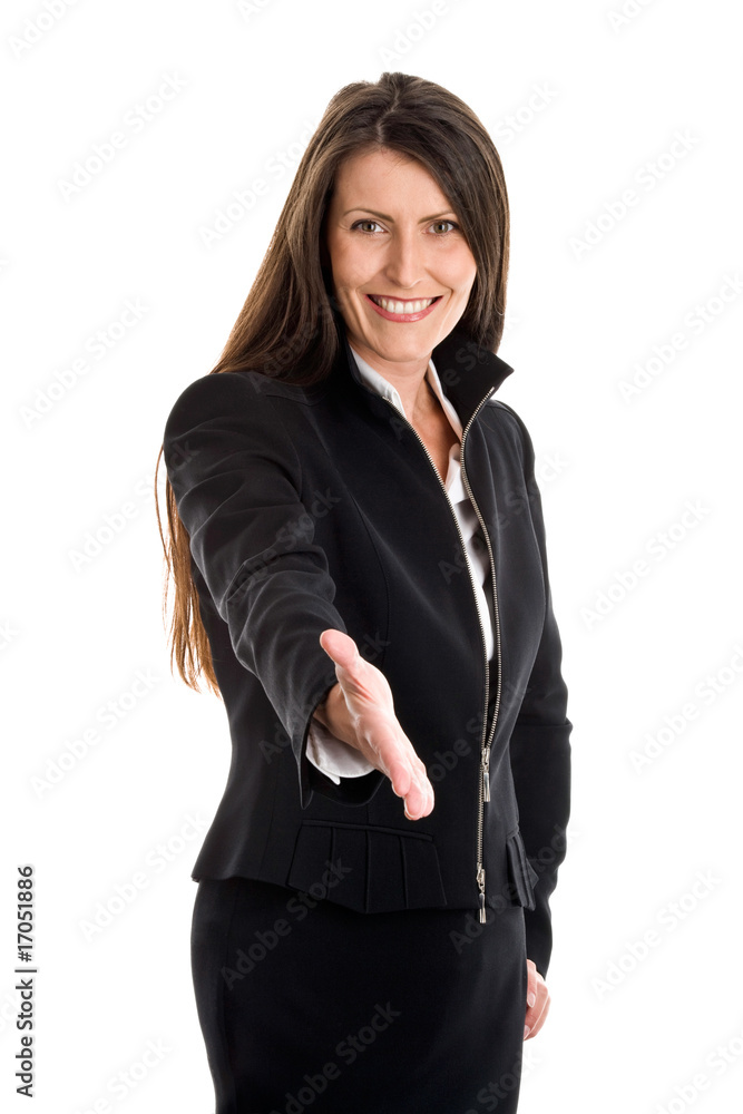 Businesswoman offering hand for handshake Businesswoman offering hand for handshake