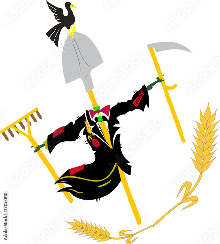 Scarecrow stylized isolated in white background.