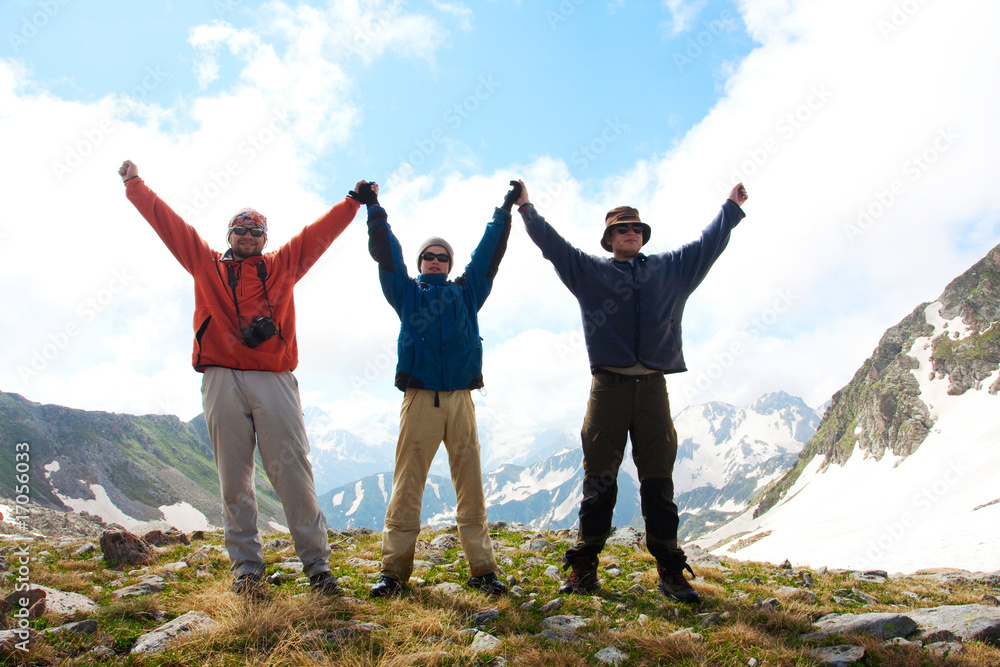 Hiker in Caucasus mountains Hiker in Caucasus mountains