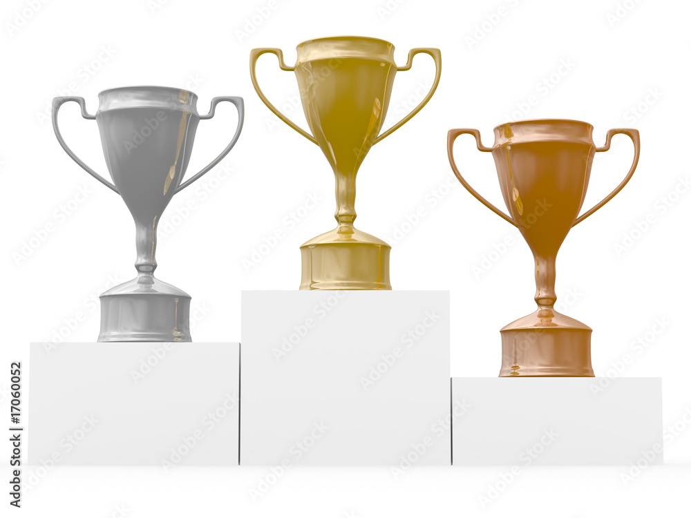 Cups for winners of competitions. Isolated 3D image Cups for winners of competitions. Isolated 3D image