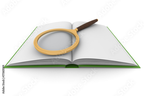open book and magnifying gl...