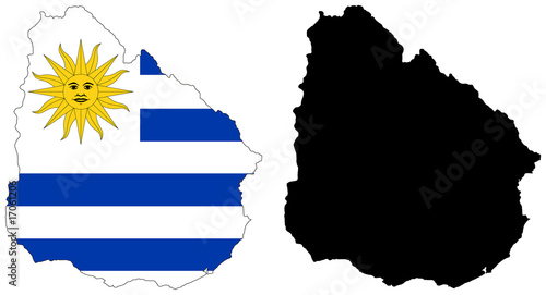 vector map and flag of Uruguay