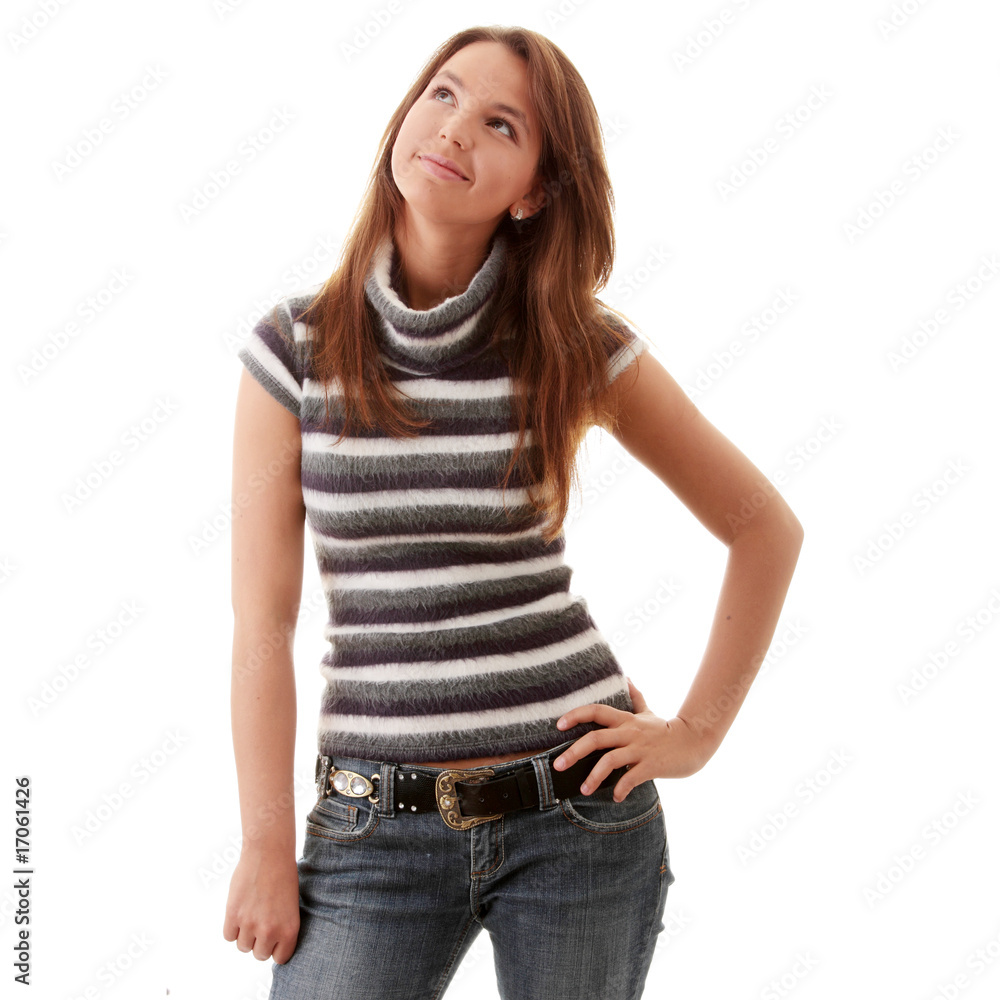 Fototapeta premium Young woman looking up