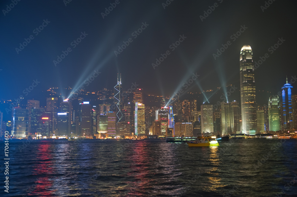 Obraz premium Hong Kong sky line laser show