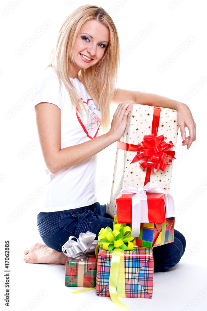 beautiful woman with holiday gift beautiful woman with holiday gift